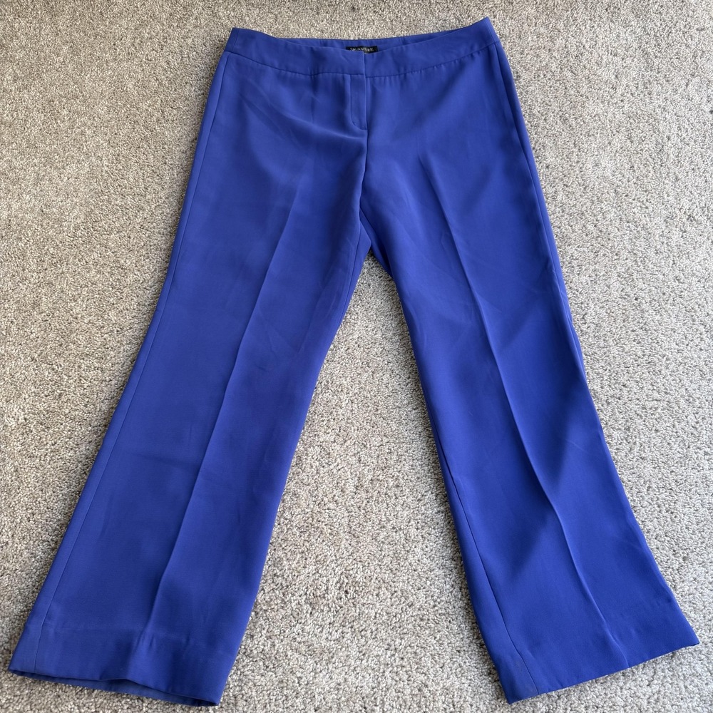 Larry Levine Dress Pants Womens 14 Blue Crepe Pull On Straight Office Career